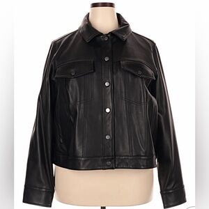 Universal Standard Parker Black Leather Jacket Size L 22